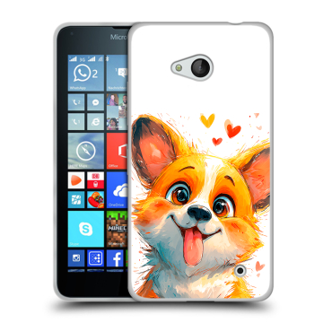 Пластиковый чехол на Microsoft Lumia 640 с принтом корги Пластиковый чехол на Microsoft Lumia 640 с принтом корги