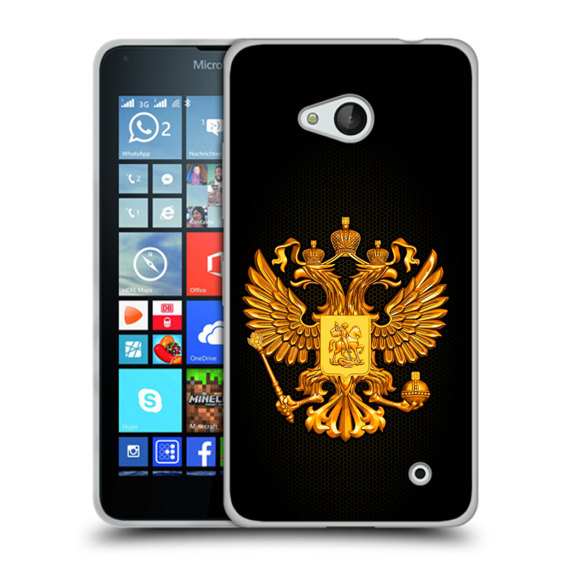 Пластиковый чехол на Microsoft Lumia 640 с принтом Герб России желтый Пластиковый чехол на Microsoft Lumia 640 с принтом Герб России желтый