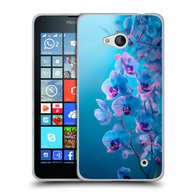 Пластиковый чехол на Microsoft Lumia 640 с принтом голубые орхидеи Пластиковый чехол на Microsoft Lumia 640 с принтом голубые орхидеи