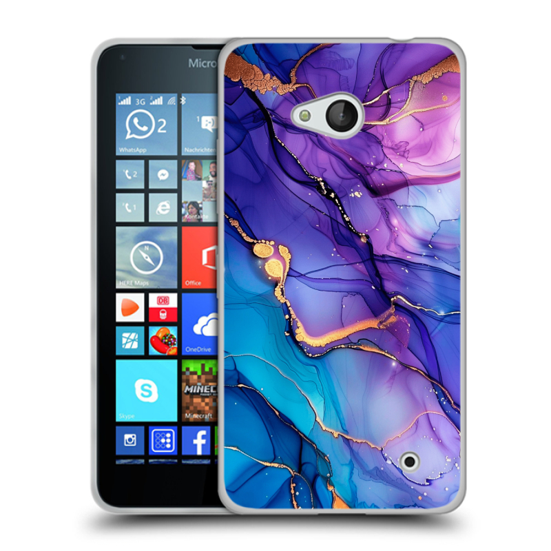 Пластиковый чехол на Microsoft Lumia 640 с принтом синий мрамор Пластиковый чехол на Microsoft Lumia 640 с принтом синий мрамор