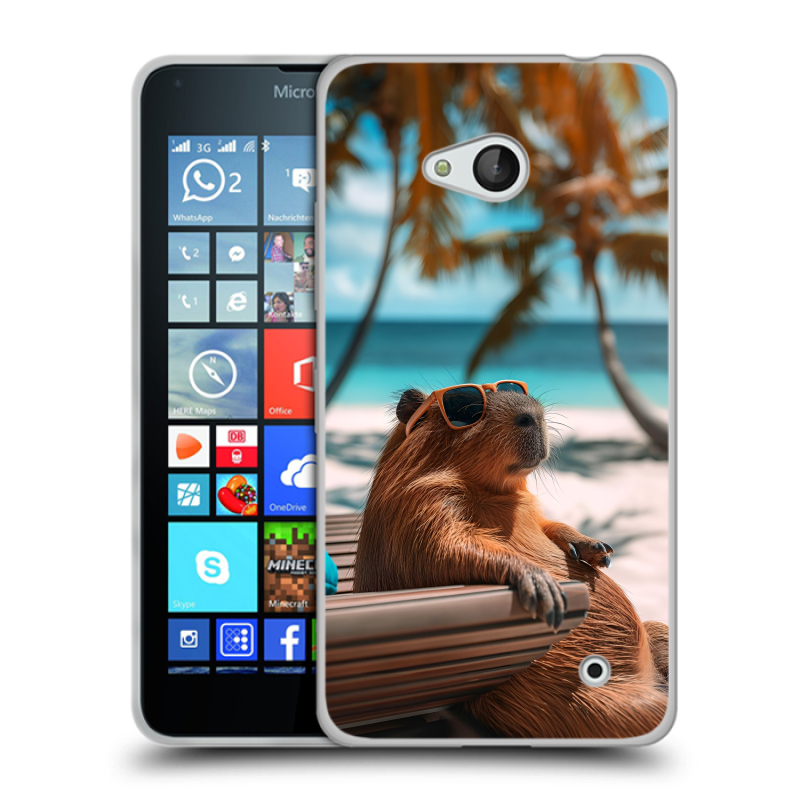 Пластиковый чехол на Microsoft Lumia 640 с принтом Капибара Пластиковый чехол на Microsoft Lumia 640 с принтом Капибара