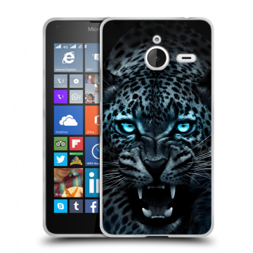 Пластиковый чехол на Microsoft Lumia 640 XL с принтом Темный леопард Пластиковый чехол на Microsoft Lumia 640 XL с принтом Темный леопард