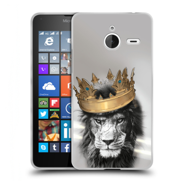 Пластиковый чехол на Microsoft Lumia 640 XL с принтом Лев с короной Пластиковый чехол на Microsoft Lumia 640 XL с принтом Лев с короной
