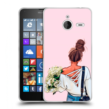 Пластиковый чехол на Microsoft Lumia 640 XL с принтом Девушка и букет Пластиковый чехол на Microsoft Lumia 640 XL с принтом Девушка и букет