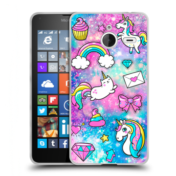 Пластиковый чехол на Microsoft Lumia 640 XL с принтом Единороги