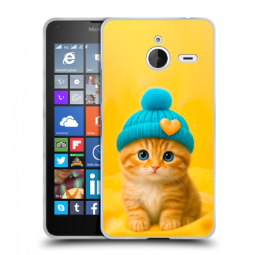 Пластиковый чехол на Microsoft Lumia 640 XL с принтом Котенок в шапке Пластиковый чехол на Microsoft Lumia 640 XL с принтом Котенок в шапке