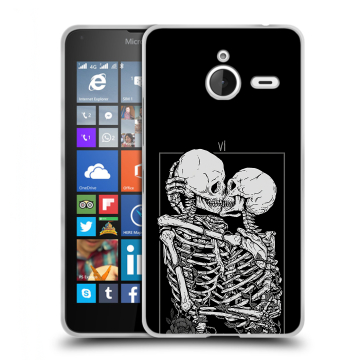Пластиковый чехол на Microsoft Lumia 640 XL с принтом Поцелуй скелетов