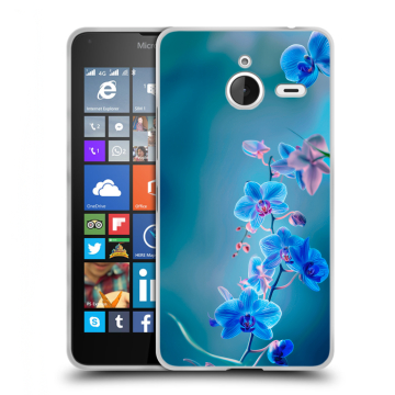Пластиковый чехол на Microsoft Lumia 640 XL с принтом Голубые цветы