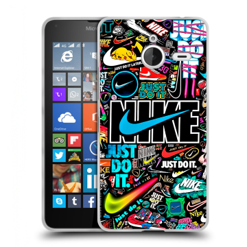 Пластиковый чехол на Microsoft Lumia 640 XL с принтом найк nike черный Пластиковый чехол на Microsoft Lumia 640 XL с принтом найк nike черный