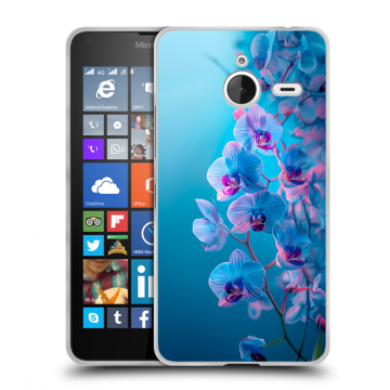Пластиковый чехол на Microsoft Lumia 640 XL с принтом голубые орхидеи Пластиковый чехол на Microsoft Lumia 640 XL с принтом голубые орхидеи