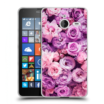 Пластиковый чехол на Microsoft Lumia 640 XL с принтом лавандовые розы Пластиковый чехол на Microsoft Lumia 640 XL с принтом лавандовые розы