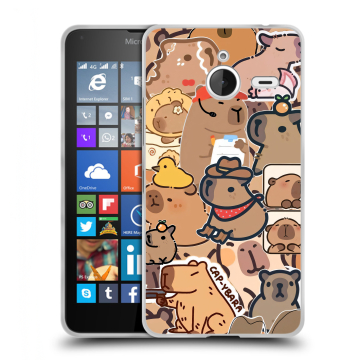 Пластиковый чехол на Microsoft Lumia 640 XL с принтом капибара Пластиковый чехол на Microsoft Lumia 640 XL с принтом капибара