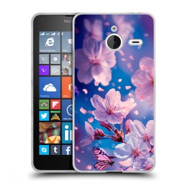 Пластиковый чехол на Microsoft Lumia 640 XL с принтом цветы бабочки Пластиковый чехол на Microsoft Lumia 640 XL с принтом цветы бабочки