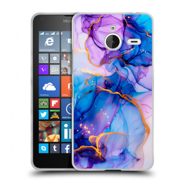 Пластиковый чехол на Microsoft Lumia 640 XL с принтом синий мрамор