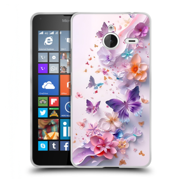 Пластиковый чехол на Microsoft Lumia 640 XL с принтом цветы бабочки