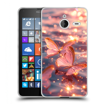Пластиковый чехол на Microsoft Lumia 640 XL с принтом бабочки розовые Пластиковый чехол на Microsoft Lumia 640 XL с принтом бабочки розовые