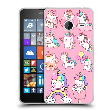 Пластиковый чехол на Microsoft Lumia 640 XL с принтом Единороги и радуга Пластиковый чехол на Microsoft Lumia 640 XL с принтом Единороги и радуга