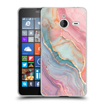 Пластиковый чехол на Microsoft Lumia 640 XL с принтом розовый мрамор