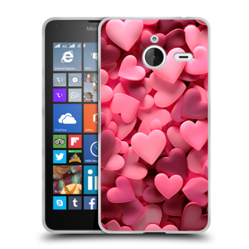 Пластиковый чехол на Microsoft Lumia 640 XL с принтом розовые сердечки