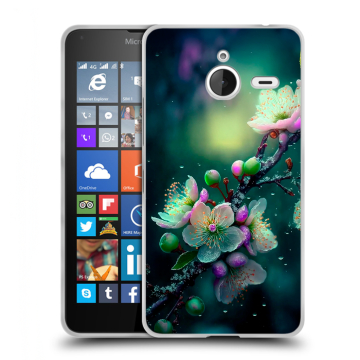 Пластиковый чехол на Microsoft Lumia 640 XL с принтом Цветы и мрамор