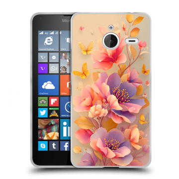 Пластиковый чехол на Microsoft Lumia 640 XL с принтом Цветы и бабочки Пластиковый чехол на Microsoft Lumia 640 XL с принтом Цветы и бабочки