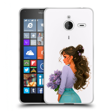 Пластиковый чехол на Microsoft Lumia 640 XL с принтом девушка цветы Пластиковый чехол на Microsoft Lumia 640 XL с принтом девушка цветы
