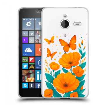 Пластиковый чехол на Microsoft Lumia 640 XL с принтом цветы бабочки Пластиковый чехол на Microsoft Lumia 640 XL с принтом цветы бабочки