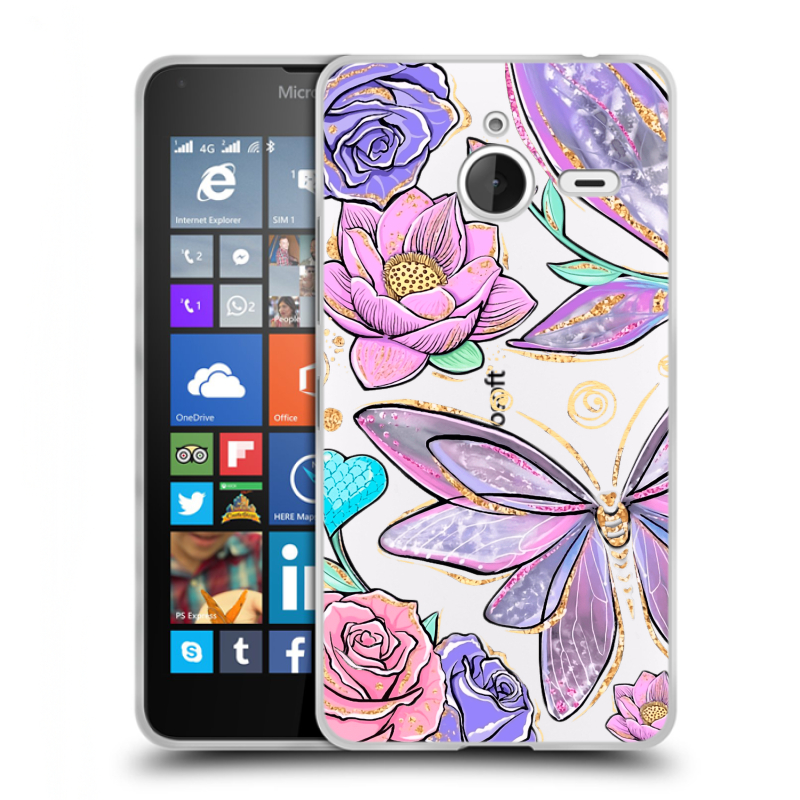 Пластиковый чехол на Microsoft Lumia 640 XL с принтом Бабочки и цветы Пластиковый чехол на Microsoft Lumia 640 XL с принтом Бабочки и цветы