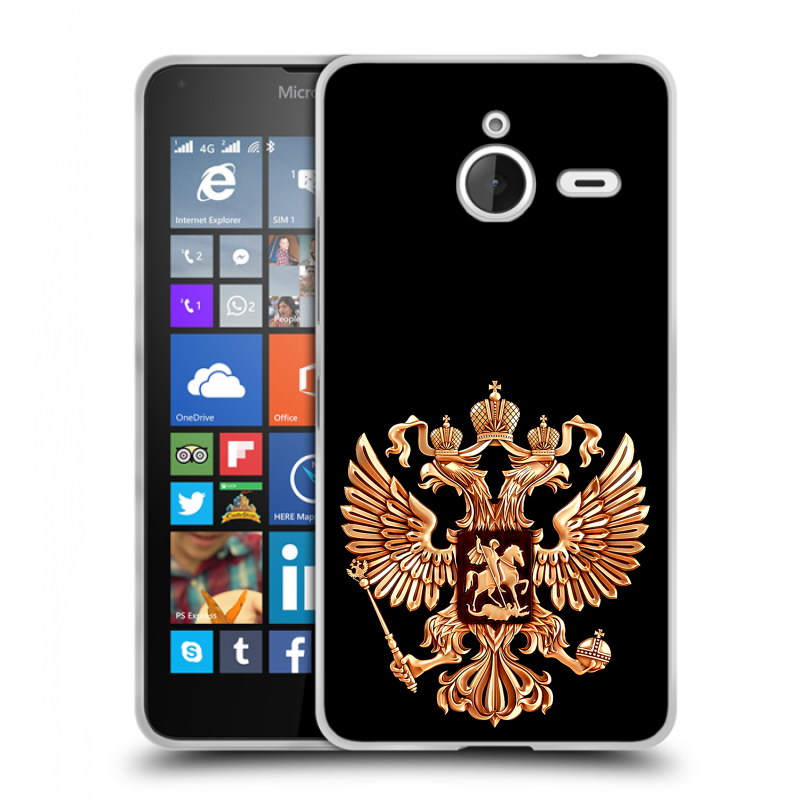 Пластиковый чехол на Microsoft Lumia 640 XL с принтом Герб России золотой Пластиковый чехол на Microsoft Lumia 640 XL с принтом Герб России золотой