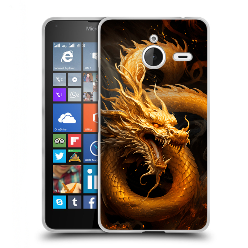 Пластиковый чехол на Microsoft Lumia 640 XL с принтом Золотой дракон Пластиковый чехол на Microsoft Lumia 640 XL с принтом Золотой дракон
