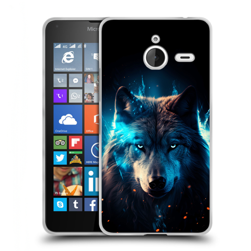 Пластиковый чехол на Microsoft Lumia 640 XL с принтом Волк ночной Пластиковый чехол на Microsoft Lumia 640 XL с принтом Волк ночной