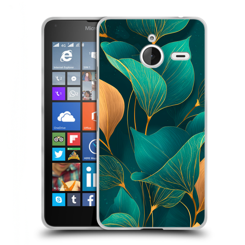 Пластиковый чехол на Microsoft Lumia 640 XL с принтом Листья и золото Пластиковый чехол на Microsoft Lumia 640 XL с принтом Листья и золото
