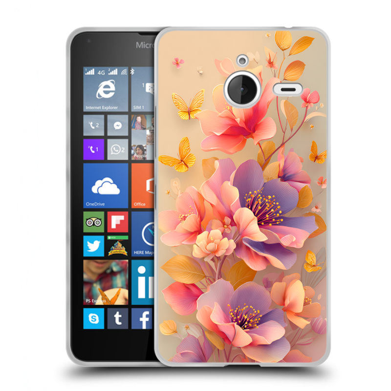Пластиковый чехол на Microsoft Lumia 640 XL с принтом Цветы и бабочки Пластиковый чехол на Microsoft Lumia 640 XL с принтом Цветы и бабочки