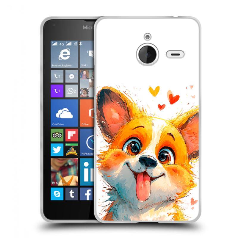 Пластиковый чехол на Microsoft Lumia 640 XL с принтом корги Пластиковый чехол на Microsoft Lumia 640 XL с принтом корги
