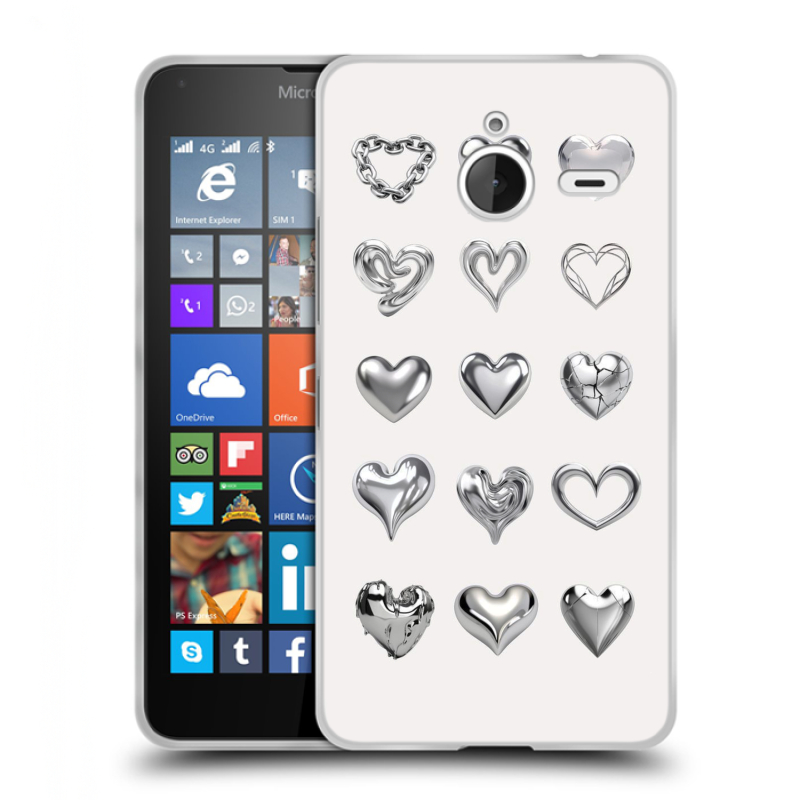 Пластиковый чехол на Microsoft Lumia 640 XL с принтом Y2K сердечки Пластиковый чехол на Microsoft Lumia 640 XL с принтом Y2K сердечки