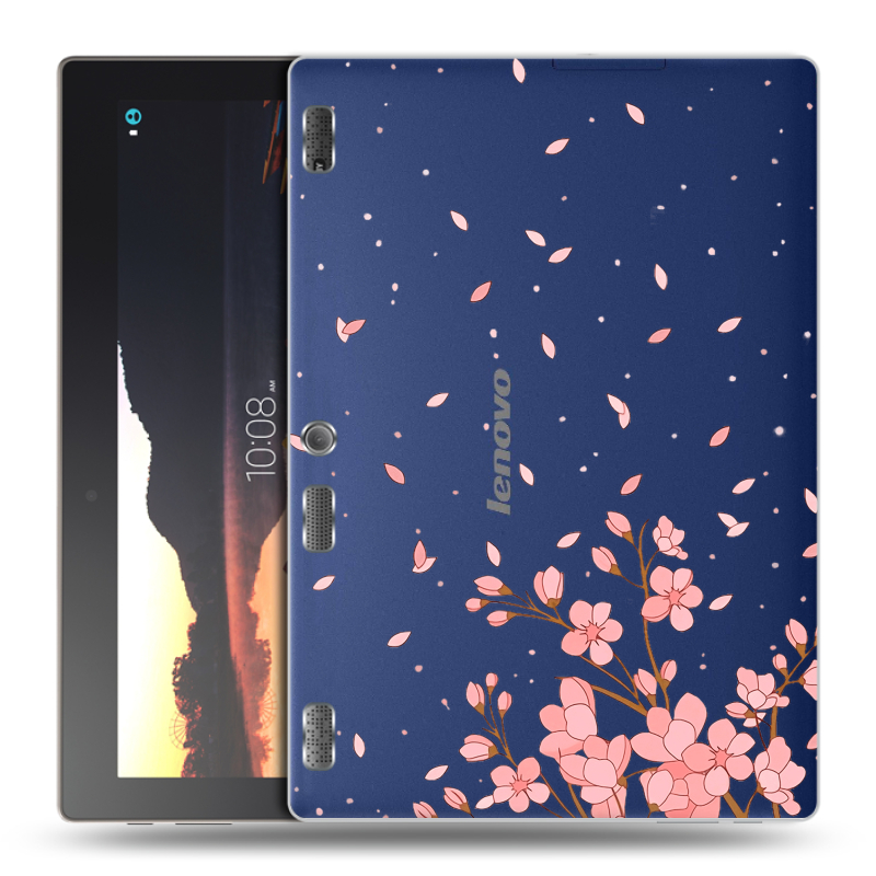 Силиконовый чехол на Lenovo Tab 2 A10 с принтом Ветка сакуры Силиконовый чехол на Lenovo Tab 2 A10 с принтом Ветка сакуры