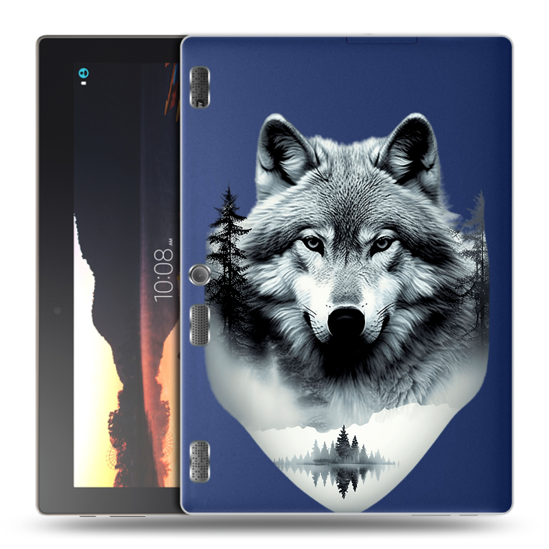 Силиконовый чехол на Lenovo Tab 2 A10 с принтом Волк в лесу Силиконовый чехол на Lenovo Tab 2 A10 с принтом Волк в лесу