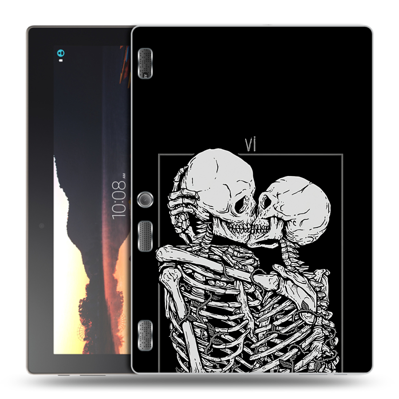 Силиконовый чехол на Lenovo Tab 2 A10 с принтом Поцелуй скелетов Силиконовый чехол на Lenovo Tab 2 A10 с принтом Поцелуй скелетов