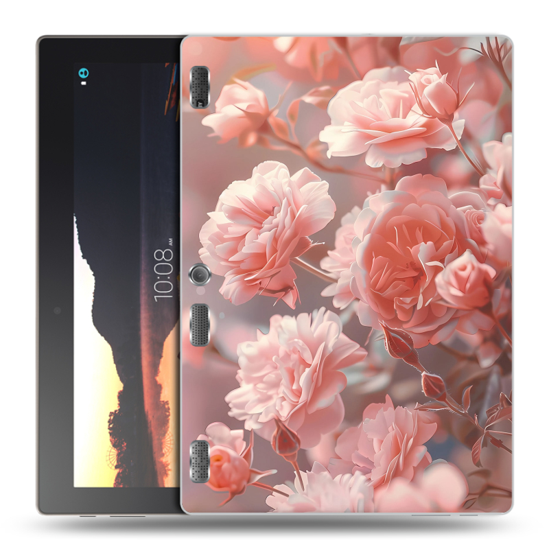 Силиконовый чехол на Lenovo Tab 2 A10 с принтом Розовые розы Силиконовый чехол на Lenovo Tab 2 A10 с принтом Розовые розы