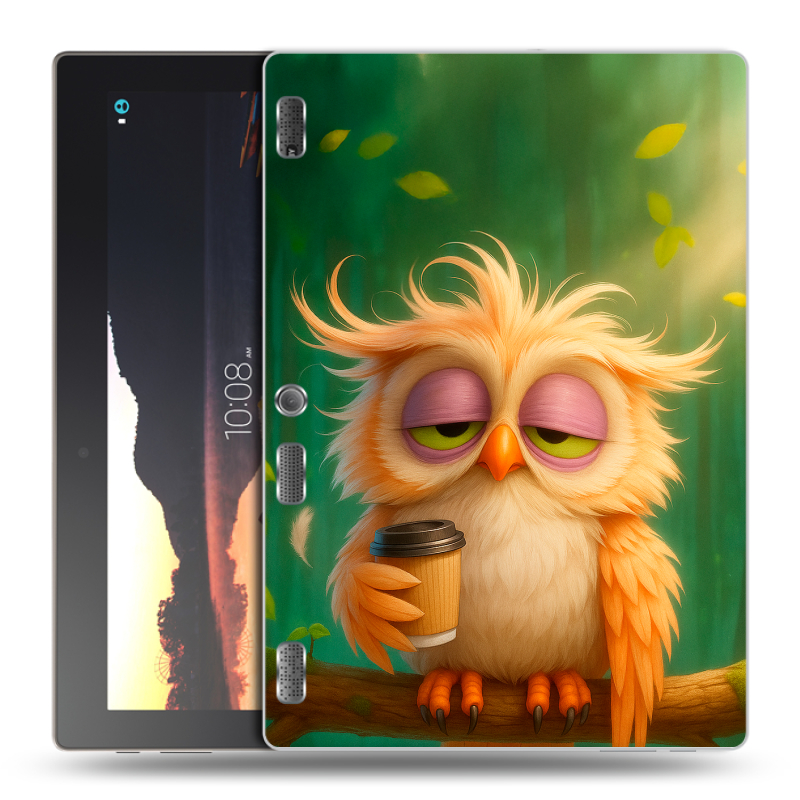 Силиконовый чехол на Lenovo Tab 2 A10 с принтом сова Силиконовый чехол на Lenovo Tab 2 A10 с принтом сова