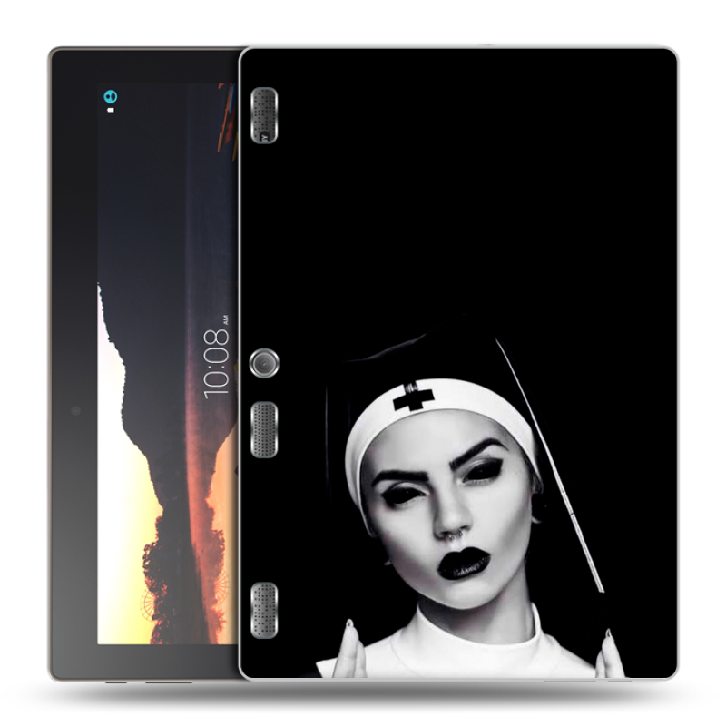Силиконовый чехол на Lenovo Tab 2 A10 с принтом монашка Силиконовый чехол на Lenovo Tab 2 A10 с принтом монашка