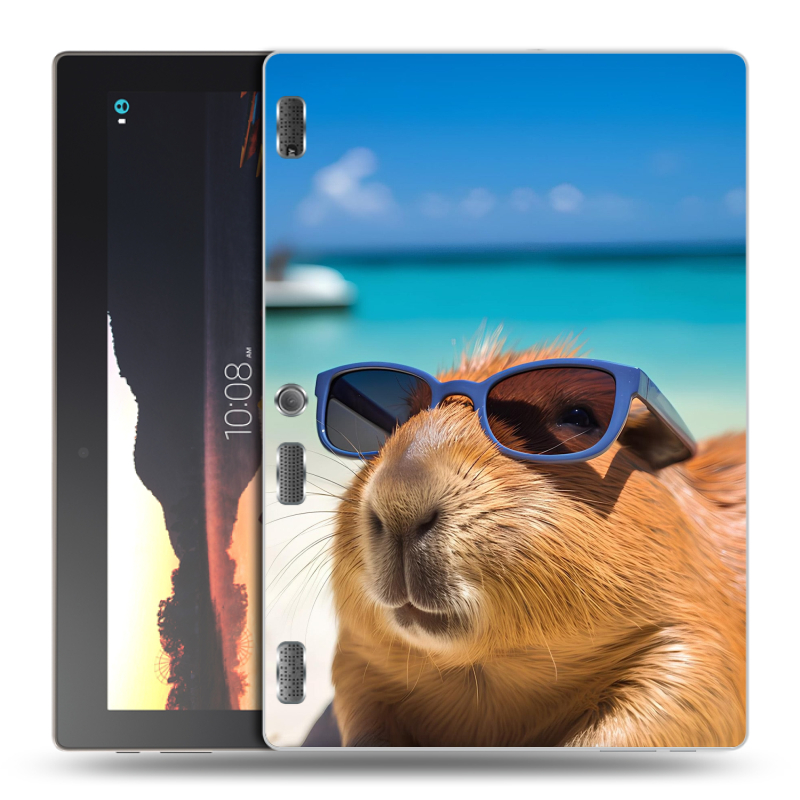 Силиконовый чехол на Lenovo Tab 2 A10 с принтом Капибара Силиконовый чехол на Lenovo Tab 2 A10 с принтом Капибара