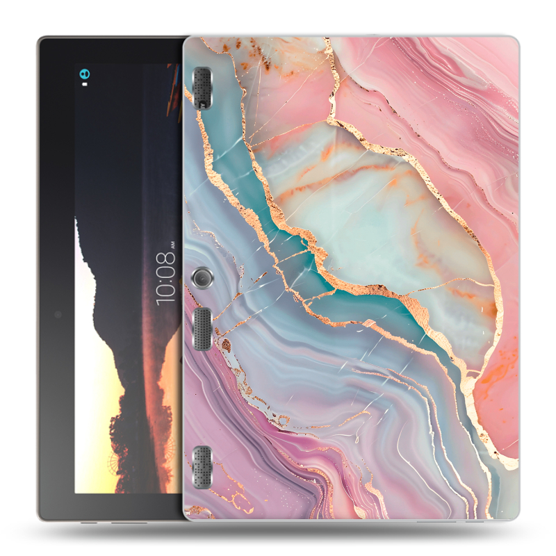 Силиконовый чехол на Lenovo Tab 2 A10 с принтом розовый мрамор Силиконовый чехол на Lenovo Tab 2 A10 с принтом розовый мрамор