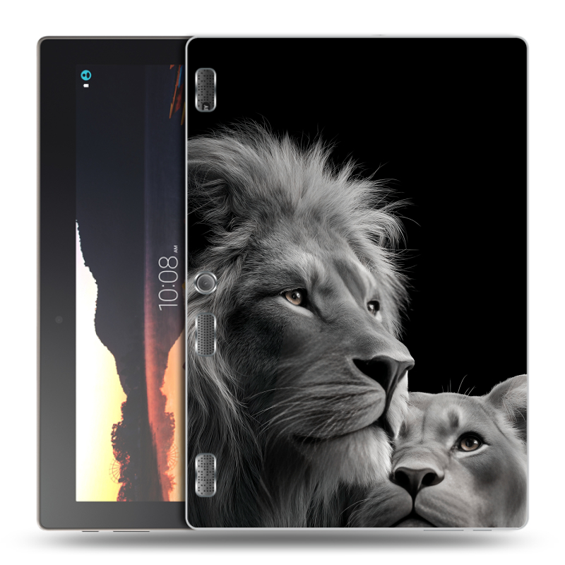 Силиконовый чехол на Lenovo Tab 2 A10 с принтом Лев кошки Силиконовый чехол на Lenovo Tab 2 A10 с принтом Лев кошки