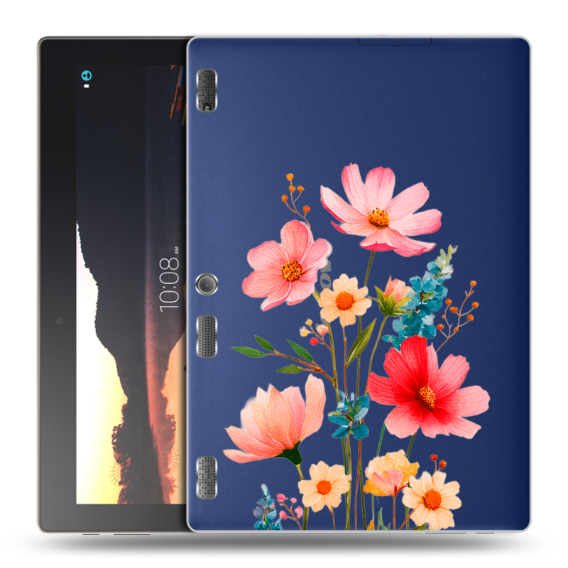 Силиконовый чехол на Lenovo Tab 2 A10 с принтом Цветы Силиконовый чехол на Lenovo Tab 2 A10 с принтом Цветы