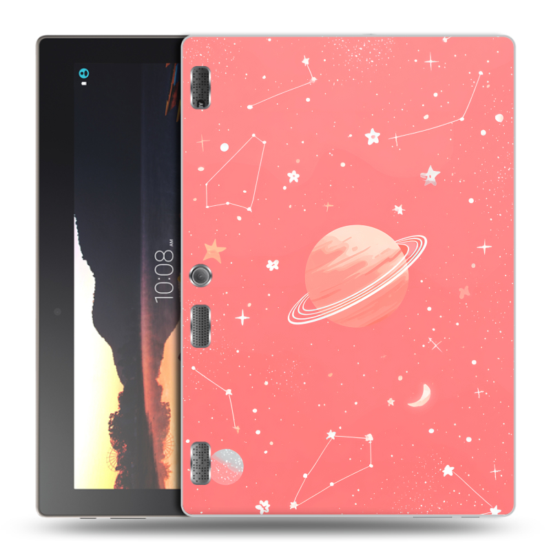 Силиконовый чехол на Lenovo Tab 2 A10 с принтом Розовый космос Силиконовый чехол на Lenovo Tab 2 A10 с принтом Розовый космос