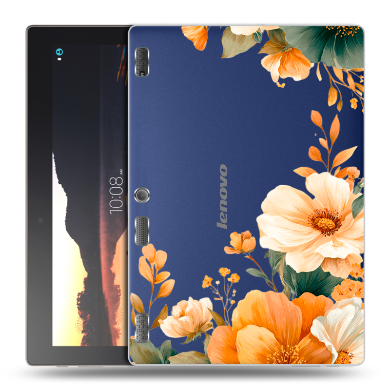 Силиконовый чехол на Lenovo Tab 2 A10 с принтом Цветы принт Силиконовый чехол на Lenovo Tab 2 A10 с принтом Цветы принт