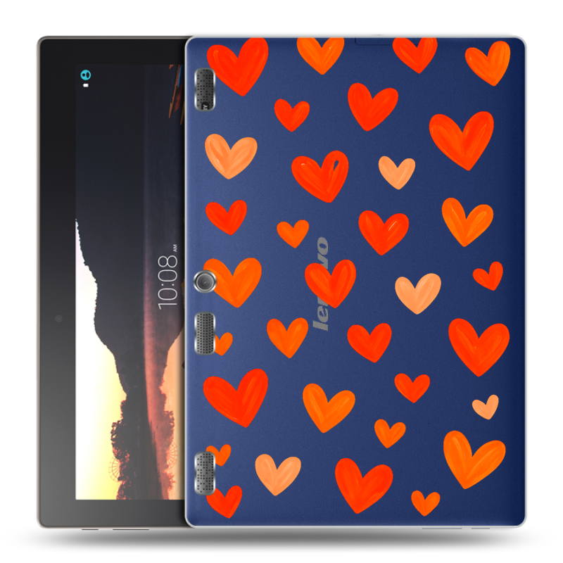 Силиконовый чехол на Lenovo Tab 2 A10 с принтом Сердечки Силиконовый чехол на Lenovo Tab 2 A10 с принтом Сердечки