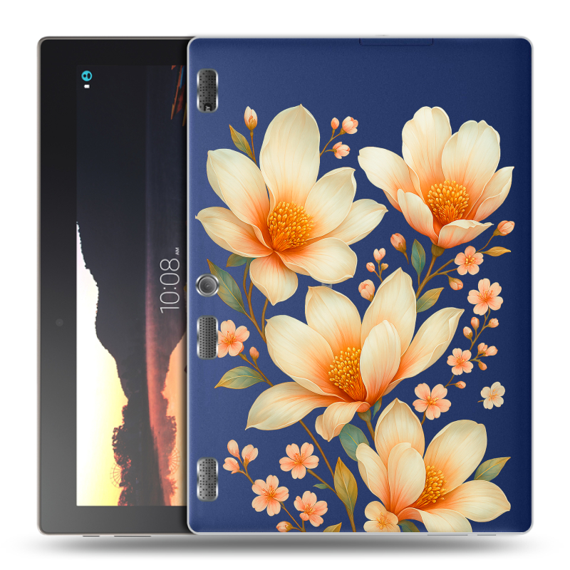 Силиконовый чехол на Lenovo Tab 2 A10 с принтом Цветы Силиконовый чехол на Lenovo Tab 2 A10 с принтом Цветы