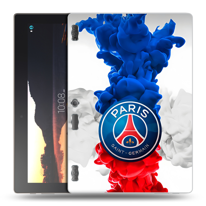 Силиконовый чехол на Lenovo Tab 2 A10 с принтом PSG ПСЖ Силиконовый чехол на Lenovo Tab 2 A10 с принтом PSG ПСЖ